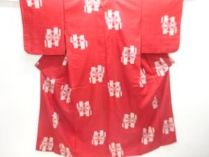 大正ロマン　雪輪に雪花模様織り出し銘仙着物